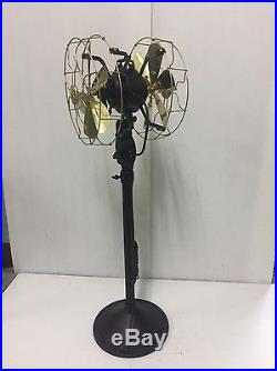 10Electric Floor Fan Double Sided Oscillating Brass Blade Vintage Antique Style
