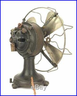 12 Antique DHR Interior Conduit/Lundell Sprague Electric Desk Fan Brass German