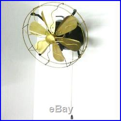 12 Blades Brass Electric Wall Mount Oscillating Fan 3 Speed Vintage Antique Sty