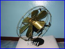 12 Blades Brass Wall Mount Fan Oscillating Work 3 Speed Vintage Antique style