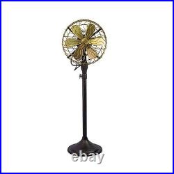 12 Brass Blade Electric Floor Stand Fan Oscillating Vintage Metal Antique style