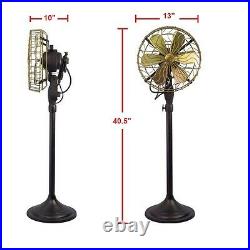 12 Brass Blade Electric Floor Stand Fan Oscillating Vintage Metal Antique style