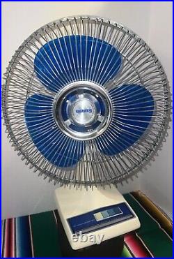 12 Vintage Galaxy Oscillating 3 Speed Fan WORKING