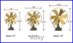 14 Blade Electric Desk Fan Oscillating Orbit Work 3 Speed Vintage Antique style