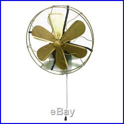 14 Blades Brass Wall Mount Fan Oscillating Work 3 Speed Vintage Antique style