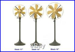 14 Brass Blade Electric Stand Fan Orbital Oscillate Work Vintage Antique style
