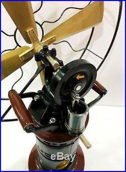 15 Blades Steam Table Fan Oscillating Work Vintage Metal Brass Antique style