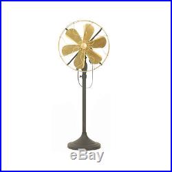 16 Blade Electric Floor Stand Fan Oscillating Vintage Metal Brass Antique style