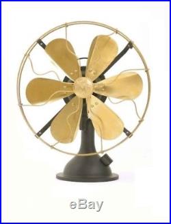 16 Blades Electric Table Fan Oscillating Work Vintage Metal Brass Antique style