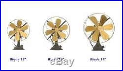 16 Blades Electric Table Fan Oscillating Work Vintage Metal Brass Antique style