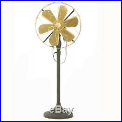16 Brass Blade Standing Floor Electric Fan Oscillating Vintage Metal Antique