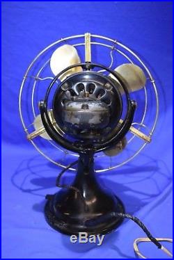 1901 Antique 12 GE Electric Oscillating fan with brass blades Working Kidney