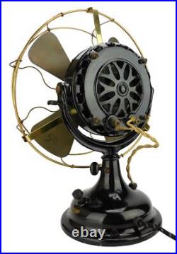 1905 12 GE Pancake Trunnion Mount Fan Refinished Antique Electric Desk Brass