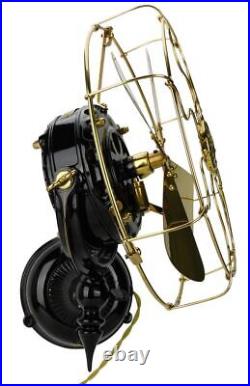 1907 12 GE Wall Mount Pancake Fan Restored Antique Electric Brass Fan