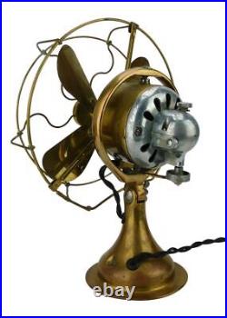 1919 8 GE All Brass Oscillating Desk Fan Antique Electric Brass