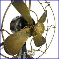 1919 GE 8 All Brass Gun Metal Blue Desk Fan Original Antique Electric Brass
