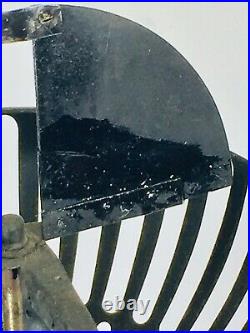 1920's Antique Original Savory Airator Bankers Black Painted Desk Fan WithPlaque