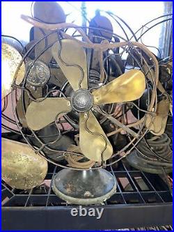 1920's Vintage Steampunk Antique General Electric Whiz 9 Fan GE Brass Blades