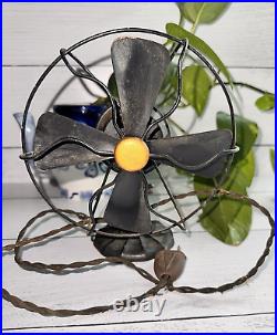 1925 Polar Cub Type H Brass Blade Electric Desk Fan Works