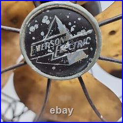 1949 1950 Emerson 10 Oscillating Desk Fan Vintage Model 6250-F Brass Blade