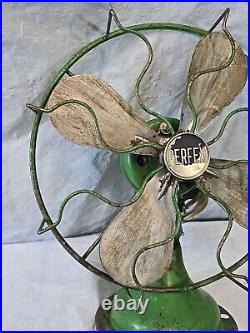 1960s 10 JD Green PERFEX Electric Barcol Cage Oscillating Table Fan Works