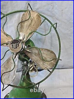 1960s 10 JD Green PERFEX Electric Barcol Cage Oscillating Table Fan Works