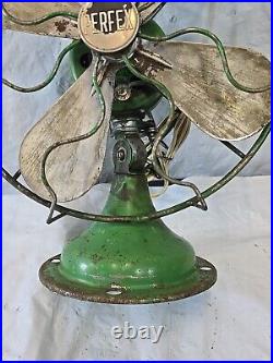 1960s 10 JD Green PERFEX Electric Barcol Cage Oscillating Table Fan Works