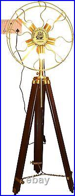 5 Holder Fan Light with Brown Tripod Stand Vintage Style Industrial Light
