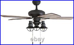 50758-01 Piercy Coastal Ceiling Fan (3 Speed Remote), 42, Barnwood/Tumbleweed