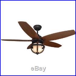 52 in. Noah Forged Iron Vintage Wood Blades Antique Electric Light Ceiling Fan