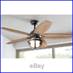 52 in. Noah Forged Iron Vintage Wood Blades Antique Electric Light Ceiling Fan
