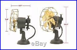 6 Blade Electric Table Fan Oscillating Orbital Work Vintage Metal Brass Antique
