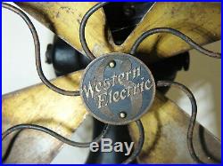 6 Western Electric Desk FAN Antique Early 1900s vtg Brass-Finish Blade WORKS
