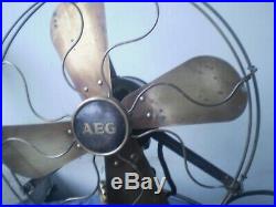 AEG Antiques Original Desk Black Electric Fan WORKS Old Vintage
