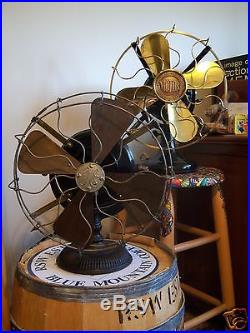 ANTIQUE 1900 GE ELECTRIC FAN RUNS ON BOTH SPEEDS IS ORIG PANCAKE WithBRASS BLADES