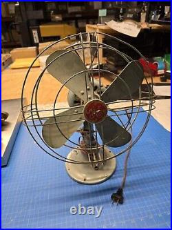 ANTIQUE 1920's-30's GE Oscillating Fan Desk General Electric Brass Tag 4 Blade