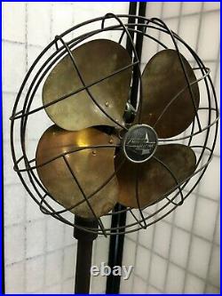 ANTIQUE ART DECO EMERSON ELECTRIC FAN 6250AF ORIGINAL IRON STAND with BRASS BLADES