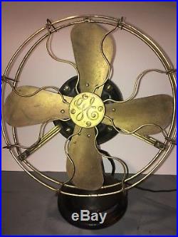 ANTIQUE BRASS BLADE & CAGE GENERAL ELECTRIC FAN 12 1901 Patent 3 speed