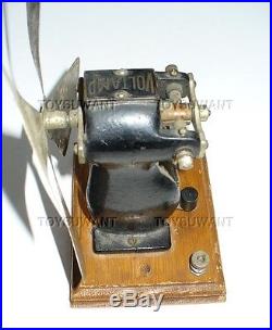 Antique Cast Iron Voltamp Electric Fan Model Motor Toy Volt Amp Wood Base Device