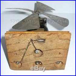 Antique Cast Iron Voltamp Electric Fan Model Motor Toy Volt Amp Wood Base Device