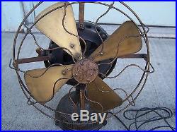 Antique Electric Fan Ge Pancake Fan Fully Ribbed Base Stick Model Brass C&b