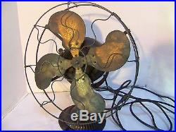 ANTIQUE EMERSON 12 BRASS BLADE FAN Type 1010 RIBBED BASE WORKS