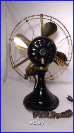 ANTIQUE GE alternating current BRASS BLADE ELECTRIC TABLE FAN 935498