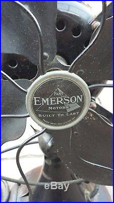 ANTIQUE VINTAGE 1920's EMERSON ELECTRIC FAN 73646 3-SPEED AC PARKER BLADES
