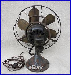 ANTIQUE VINTAGE Ca 1900 GE 6 BRASS PLATED BLADES ELECTRIC FAN AS FOUND NO RES