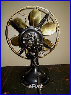 Antique Westinghouse Brass 6 Blade Oscillating 3 Speed Electric Fan 164864 P