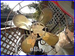 AWESOME ANTIQUE ROBBINS & MYERS BRASS BLADE & CAGE FAN Model# 1404 3 speed fan
