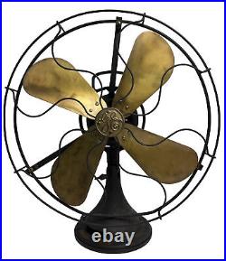 Ant GE Oscillating Fan Brass Blades 17 Cage For Restoration As Found No Cord