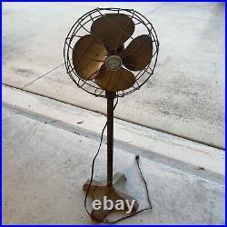Antique 10 Emerson Electric Pedestal Fan Model 6250 Af St Louis Brass Blades