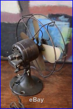 Antique 10 Eskimo Model 35 Brass Blade Fan Oscillating United Electrical WORKS